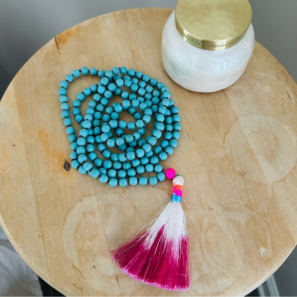 Long Turquoise Meditation Mala Beads